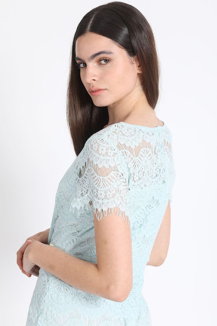 Vestido Corto Encaje Celeste Liola-3
