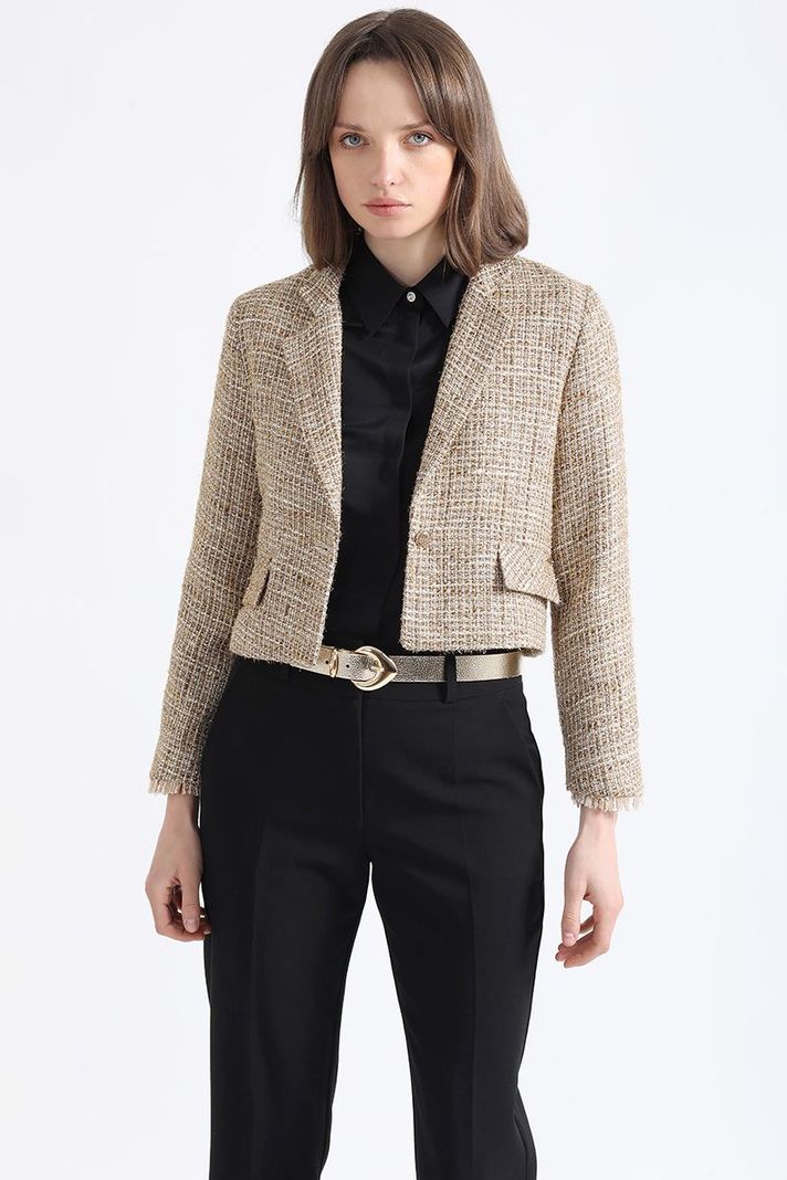 Blazer Cropped, Tweed Fantasia Beige Liola-5