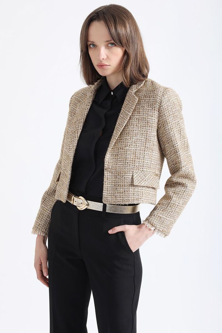 Blazer Cropped, Tweed Fantasia Beige Liola-0