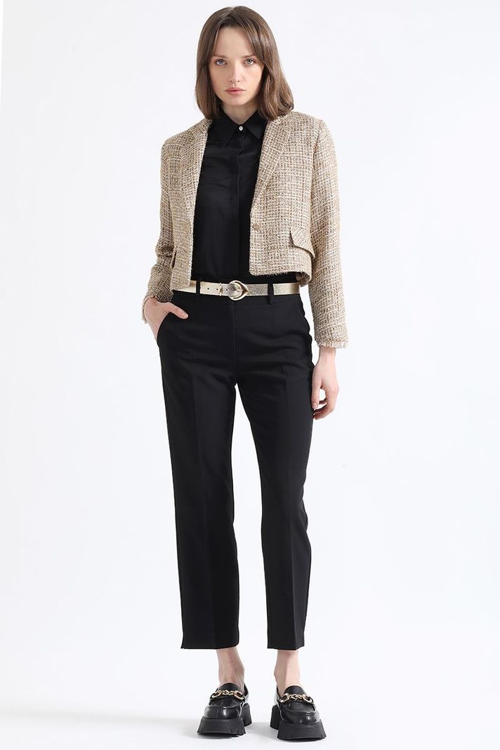 Blazer Cropped, Tweed Fantasia Beige Liola-1