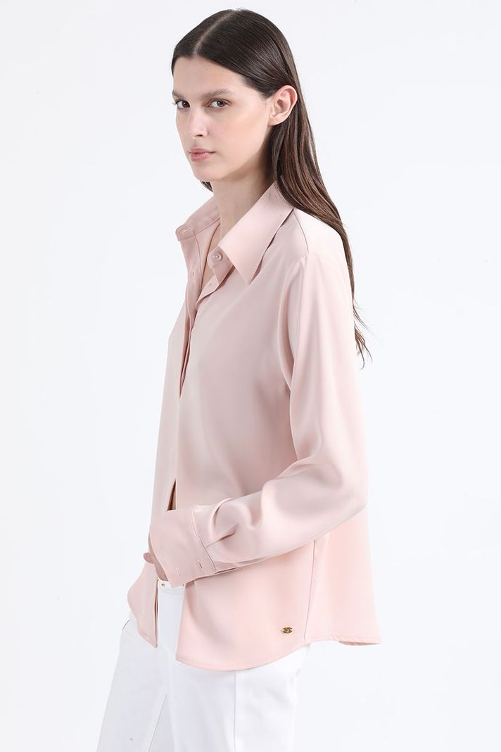 Blusa Basica Satin Opaco, Rosa Liola-4