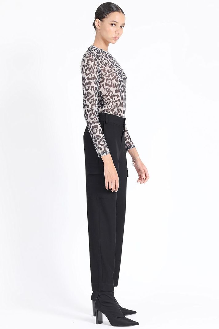 Pantalon Sastre Cargo, Tiro Medio, Negro Liola-5