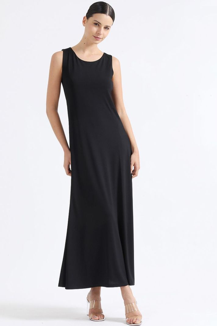 Vestido Largo Basico Punto, Negro Liola-1