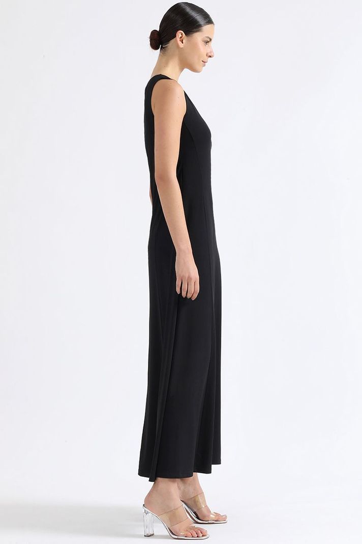 Vestido Largo Basico Punto, Negro Liola-2