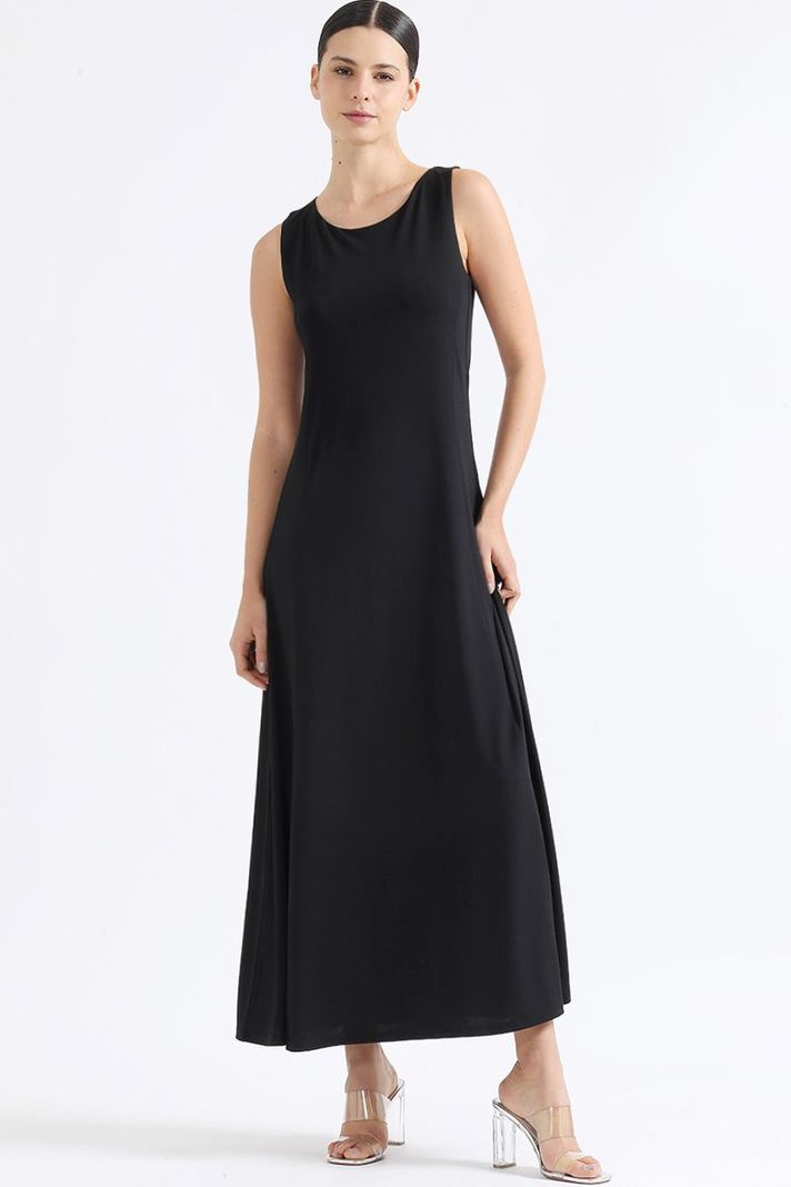 Vestido Largo Basico Punto, Negro Liola-3