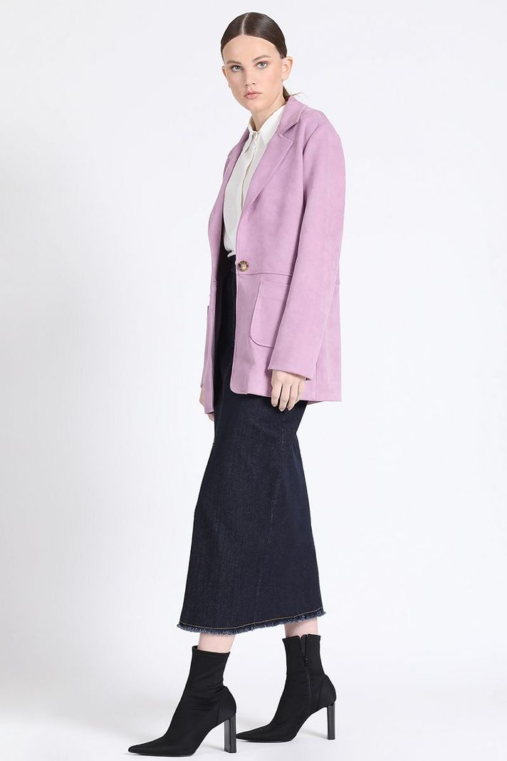 Blazer Semi Recto Efecto Gamuza, Lila Liola-1