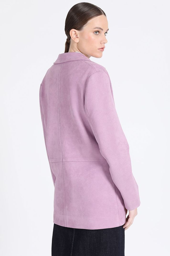 Blazer Semi Recto Efecto Gamuza, Lila Liola-3
