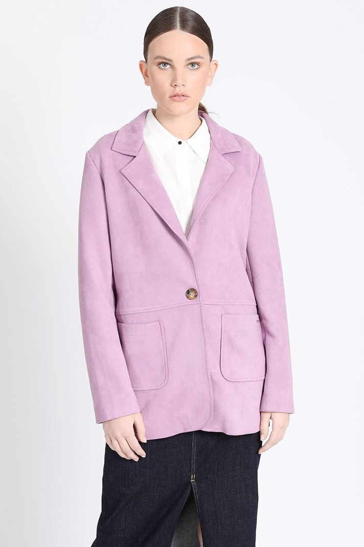 Blazer Semi Recto Efecto Gamuza, Lila Liola-4