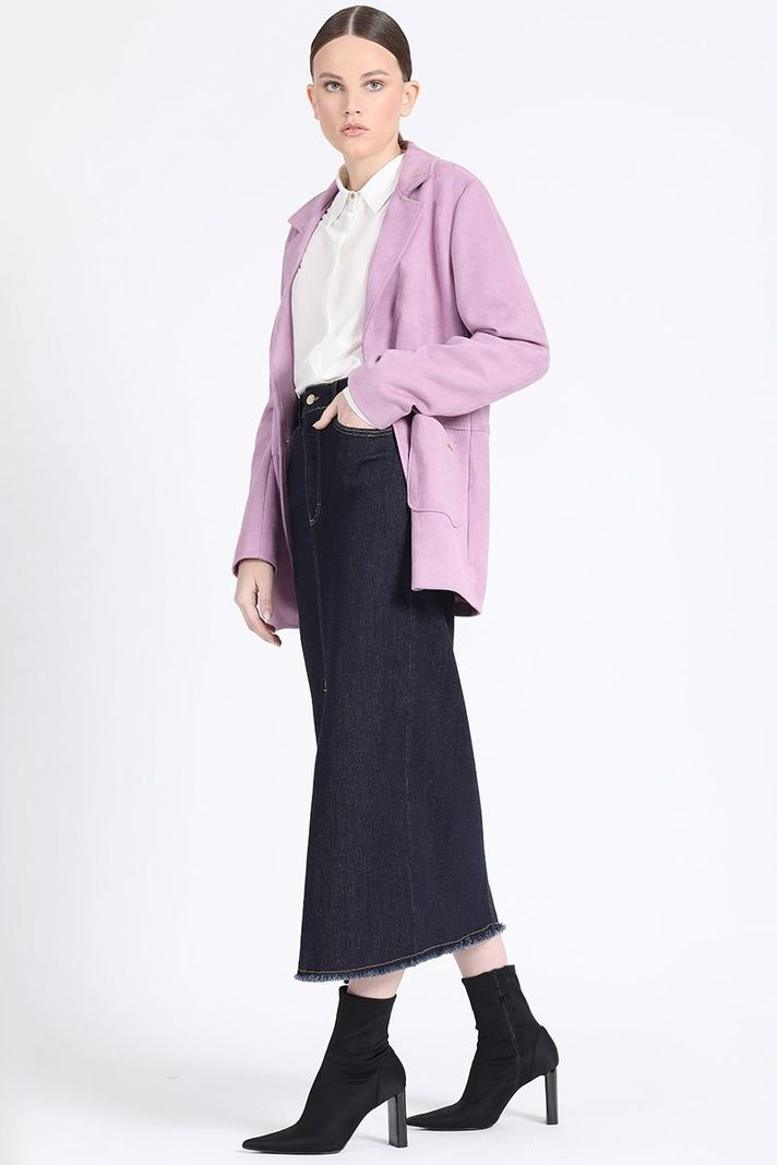 Blazer Semi Recto Efecto Gamuza, Lila Liola-5