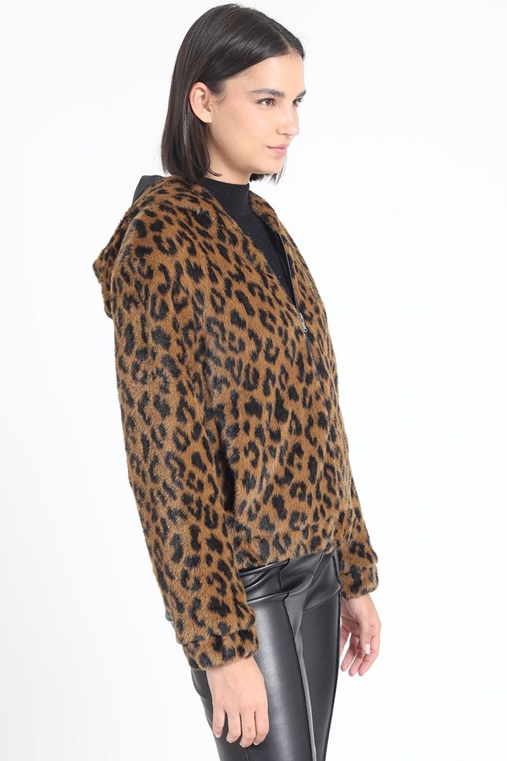 Chaqueta Bomber Efecto Piel Leopardo, Café Liola-4