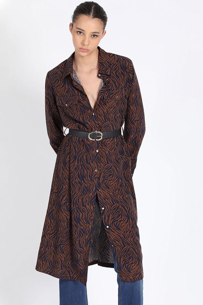 Vestido Midi Estampado, Negro Liola-0