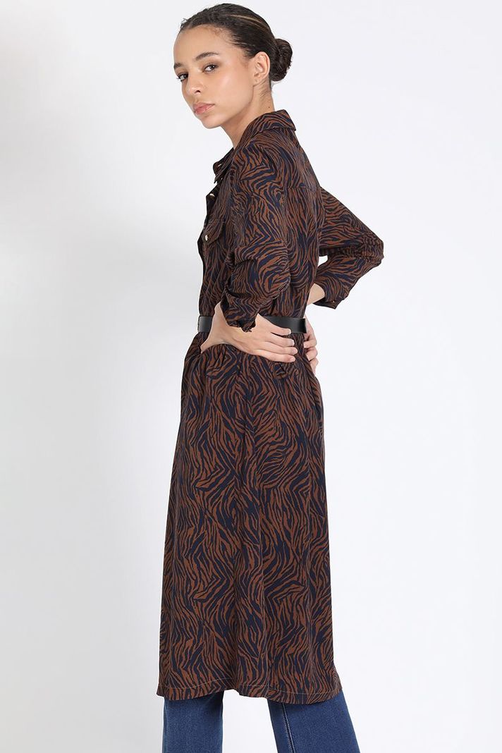 Vestido Midi Estampado, Negro Liola-3