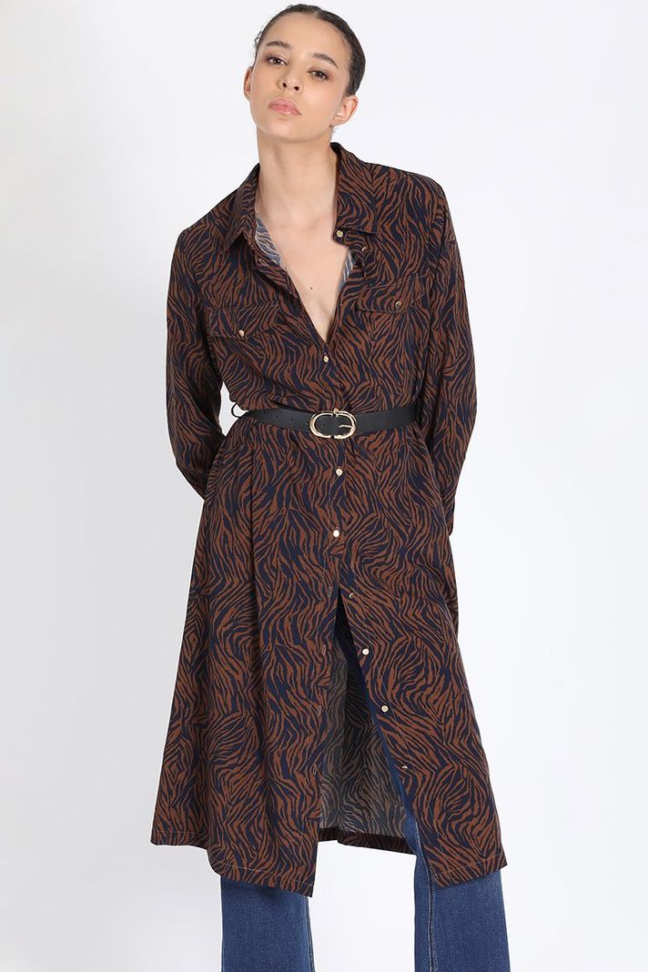 Vestido Midi Estampado, Negro Liola-4