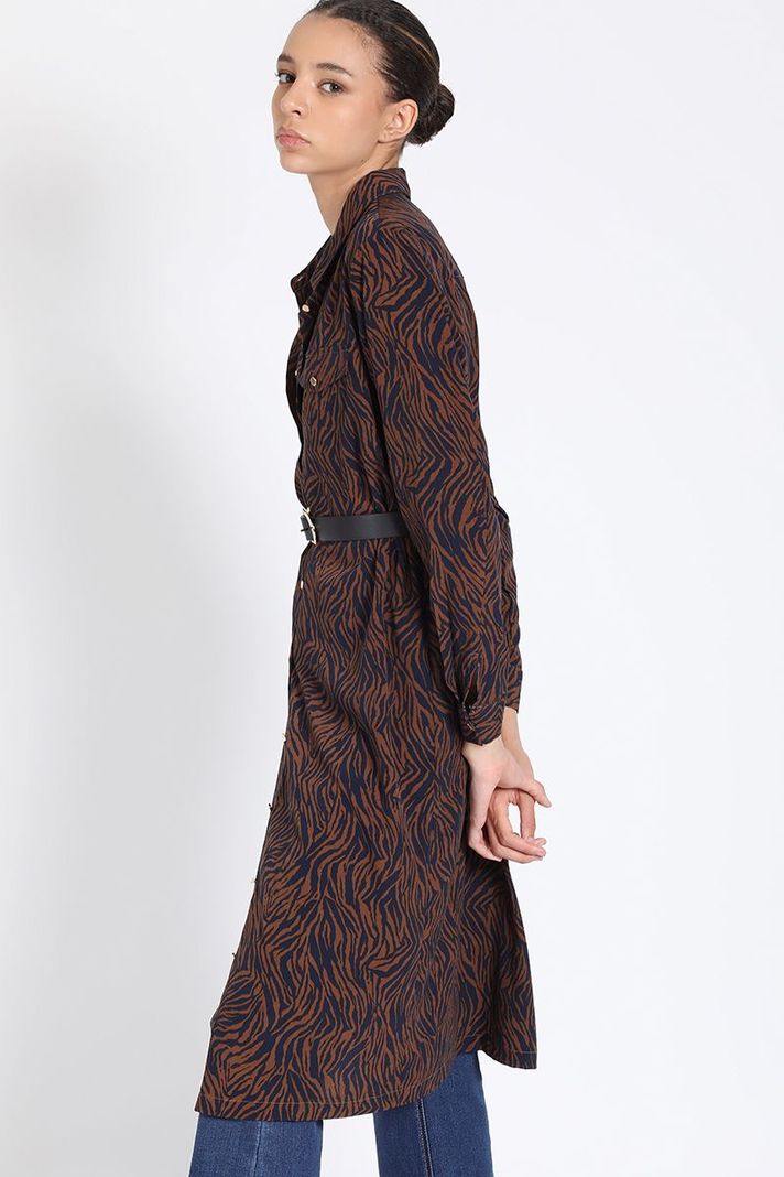 Vestido Midi Estampado, Negro Liola-5