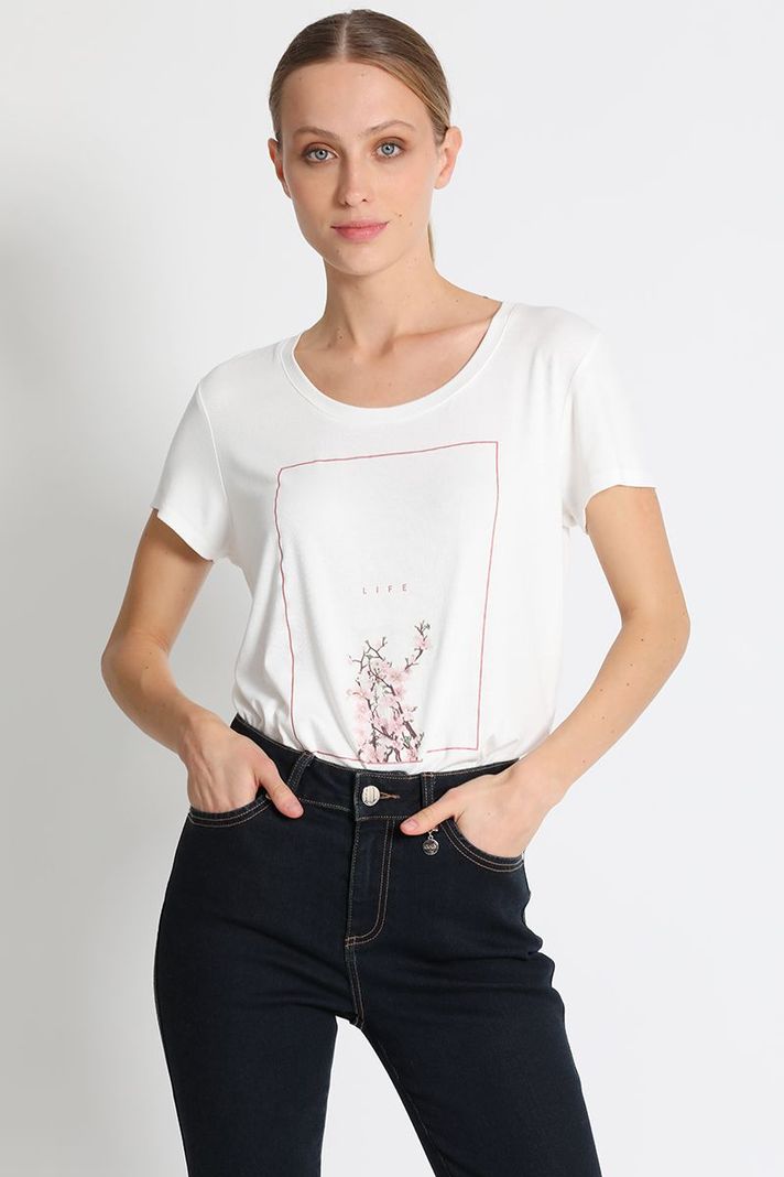 Polera Estampada Blanca Liola