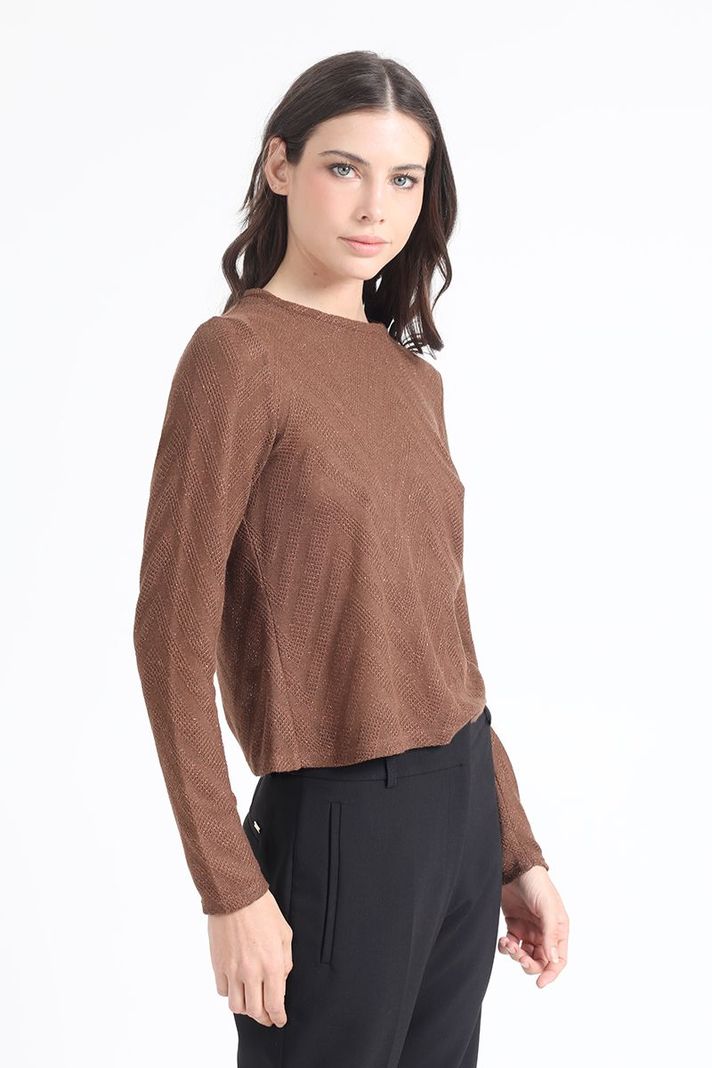 Polera Fantasia Con Hilo Metalizado, Cafe Liola-0