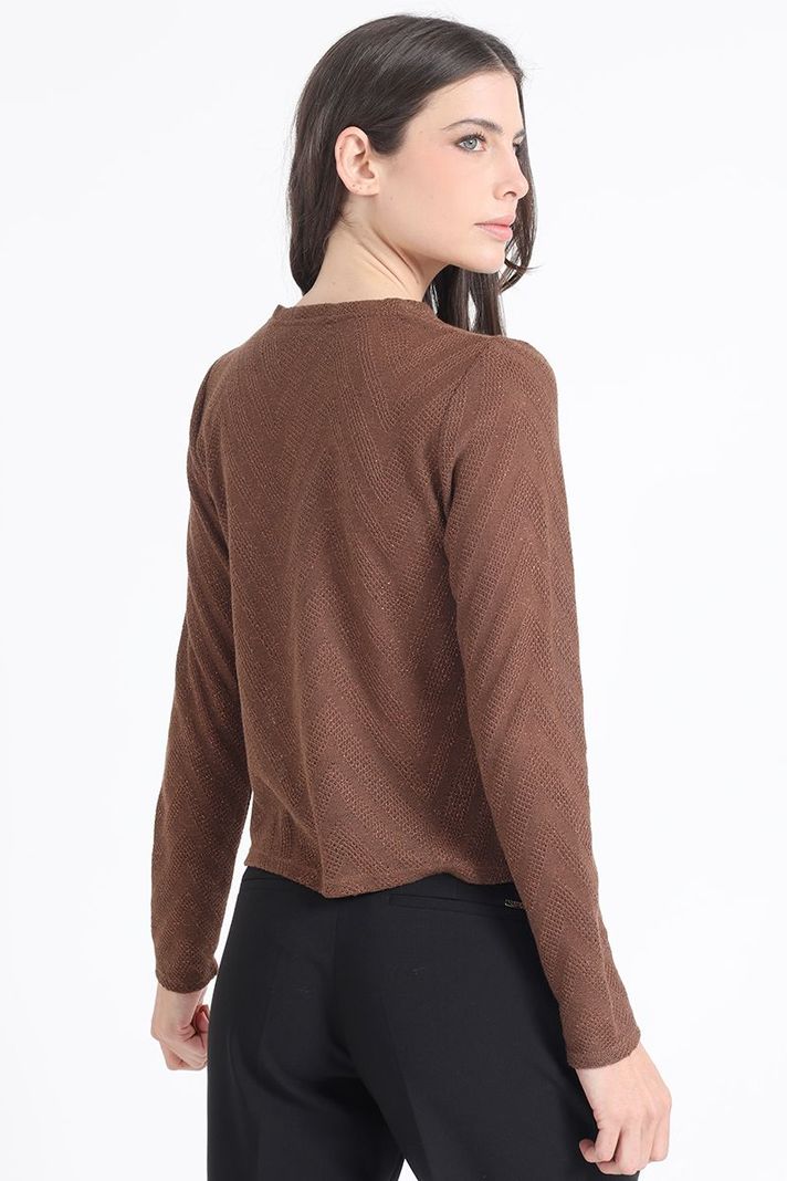 Polera Fantasia Con Hilo Metalizado, Cafe Liola-2