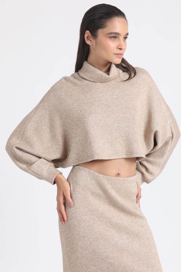 Beatle Tejido Punto Crop Con Hilo Metalizado, Beige Liola-0