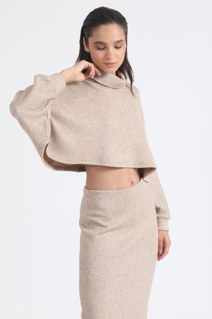 Beatle Tejido Punto Crop Con Hilo Metalizado, Beige Liola-2