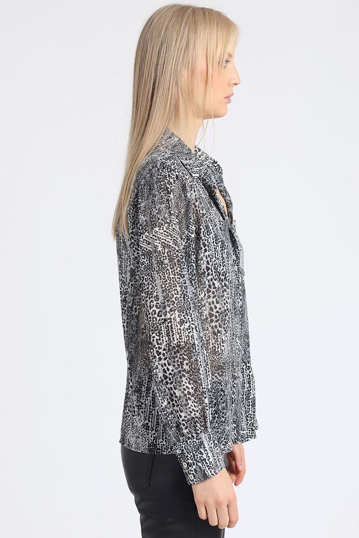 Blusa Estampado Animal Print, Gris Liola-4