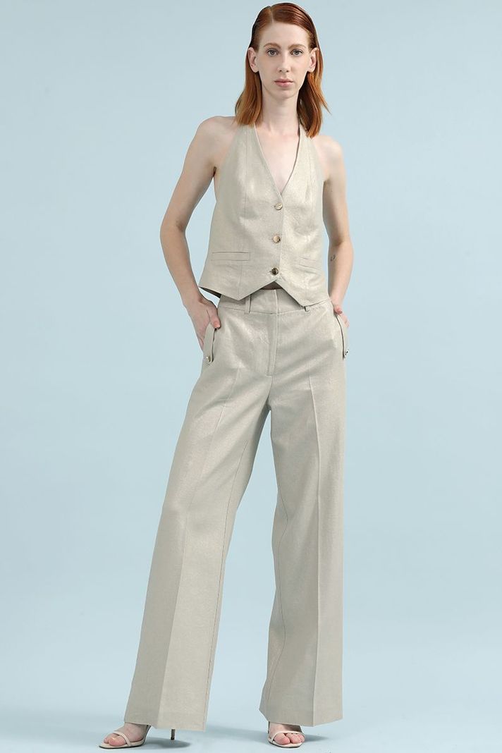 Top Halter Con Lino Folia, Beige Liola-1