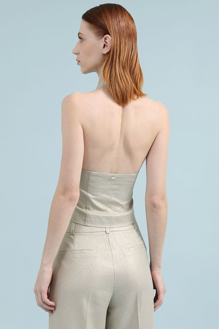 Top Halter Con Lino Folia, Beige Liola-5