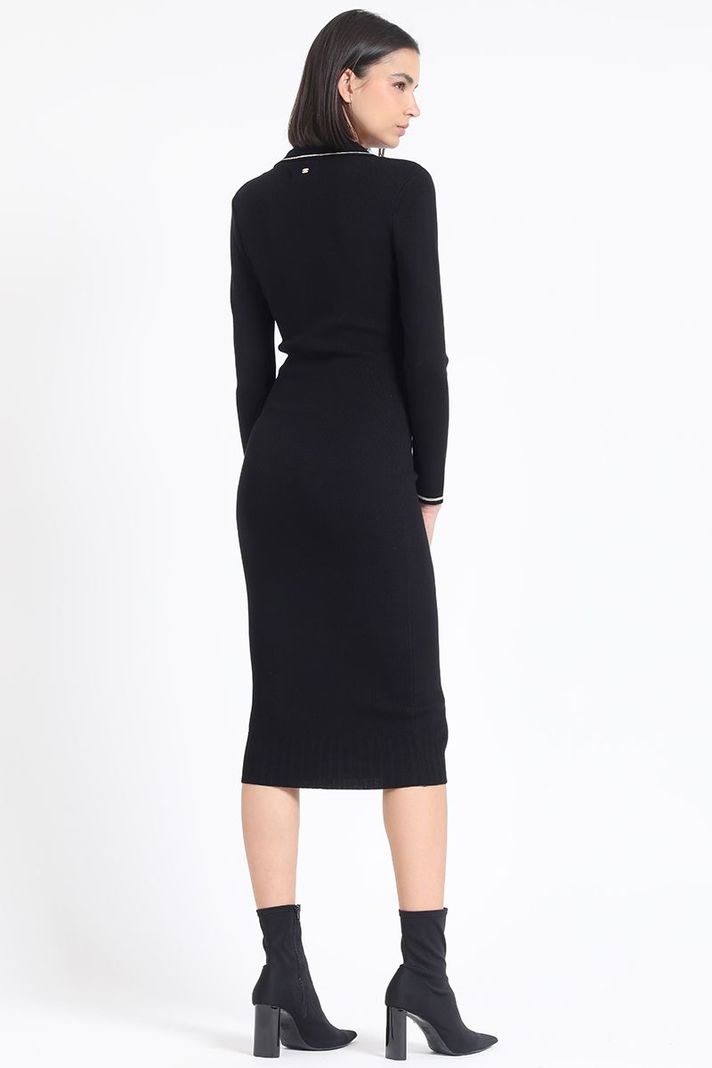 Vestido Midi Tejido Punto, Negro Liola-3
