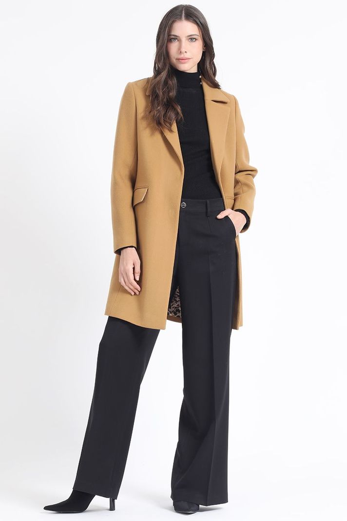 Abrigo Basico Forro Estampado, Muflon Camel Liola-1