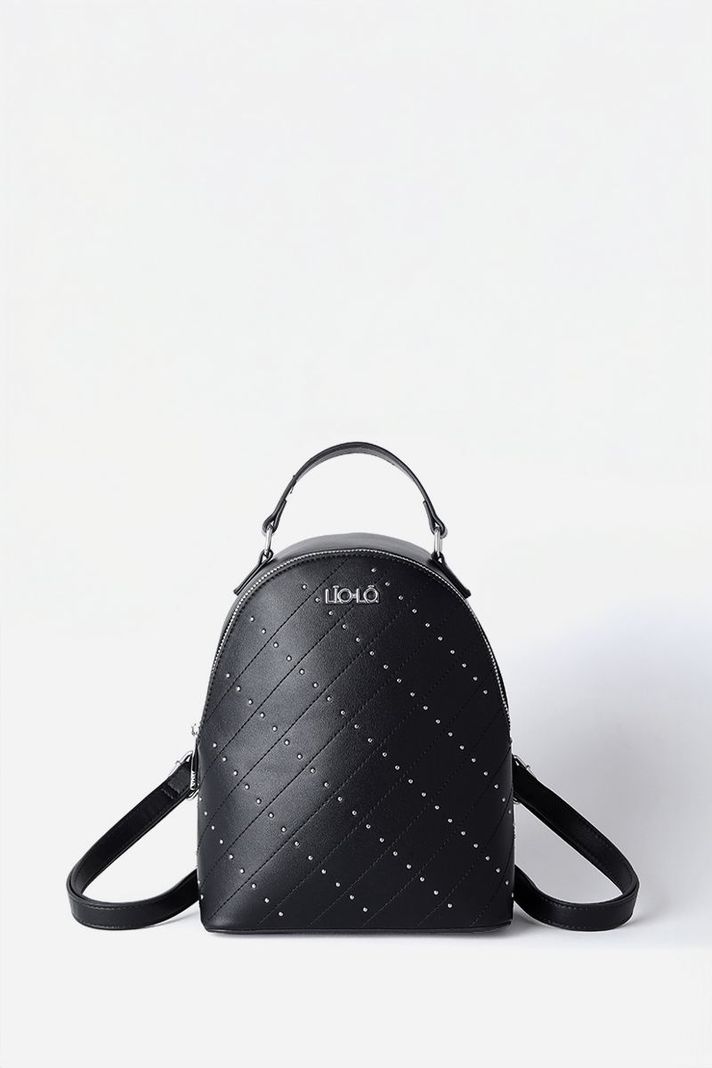 Mochila Con Tachas, Efecto Cuero, Negro Liola-0