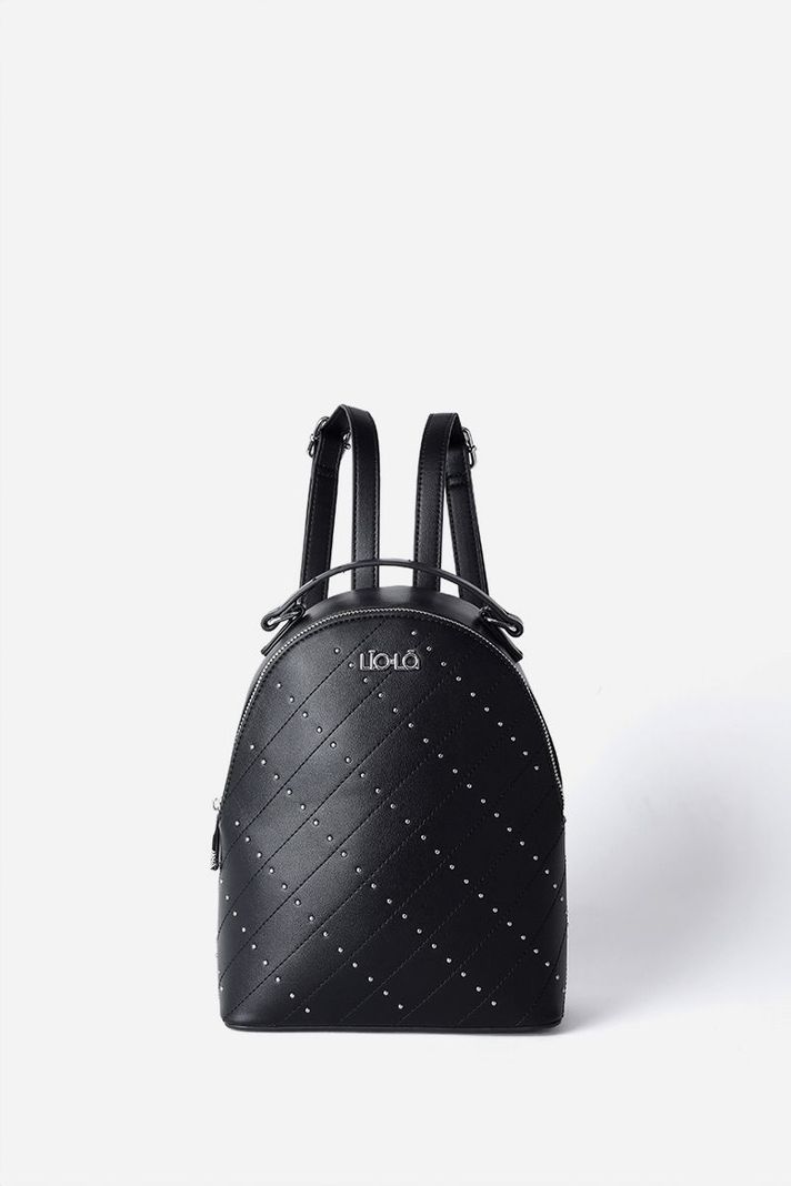 Mochila Con Tachas, Efecto Cuero, Negro Liola-1