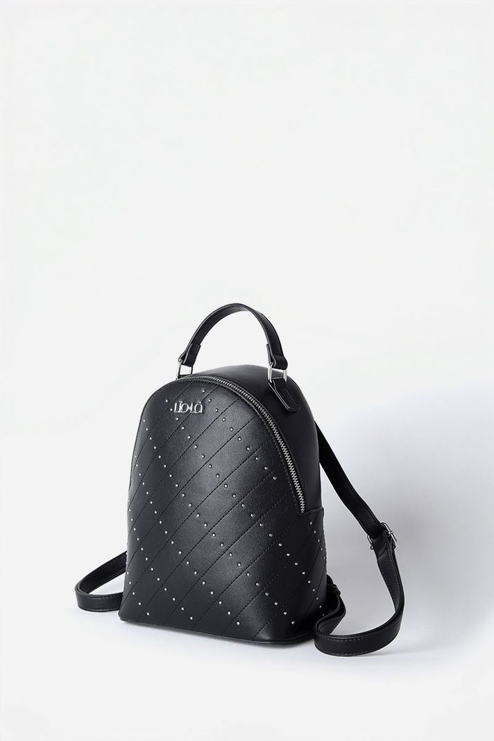 Mochila Con Tachas, Efecto Cuero, Negro Liola-2