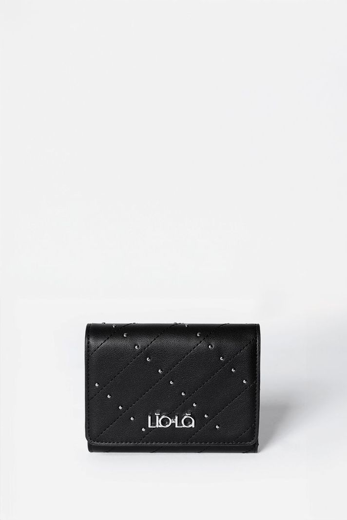 Billetera Con Tachas, Efecto Cuero, Negro Liola-0
