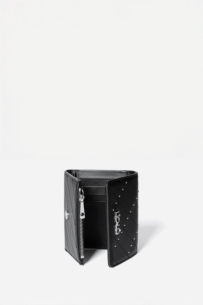 Billetera Con Tachas, Efecto Cuero, Negro Liola-3