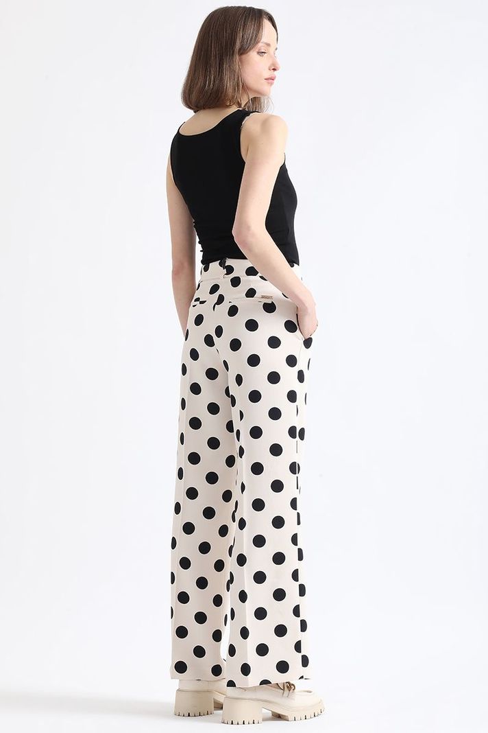 Pantalon Recto, Estampado Lunares, Crudo/Negro Liola-3