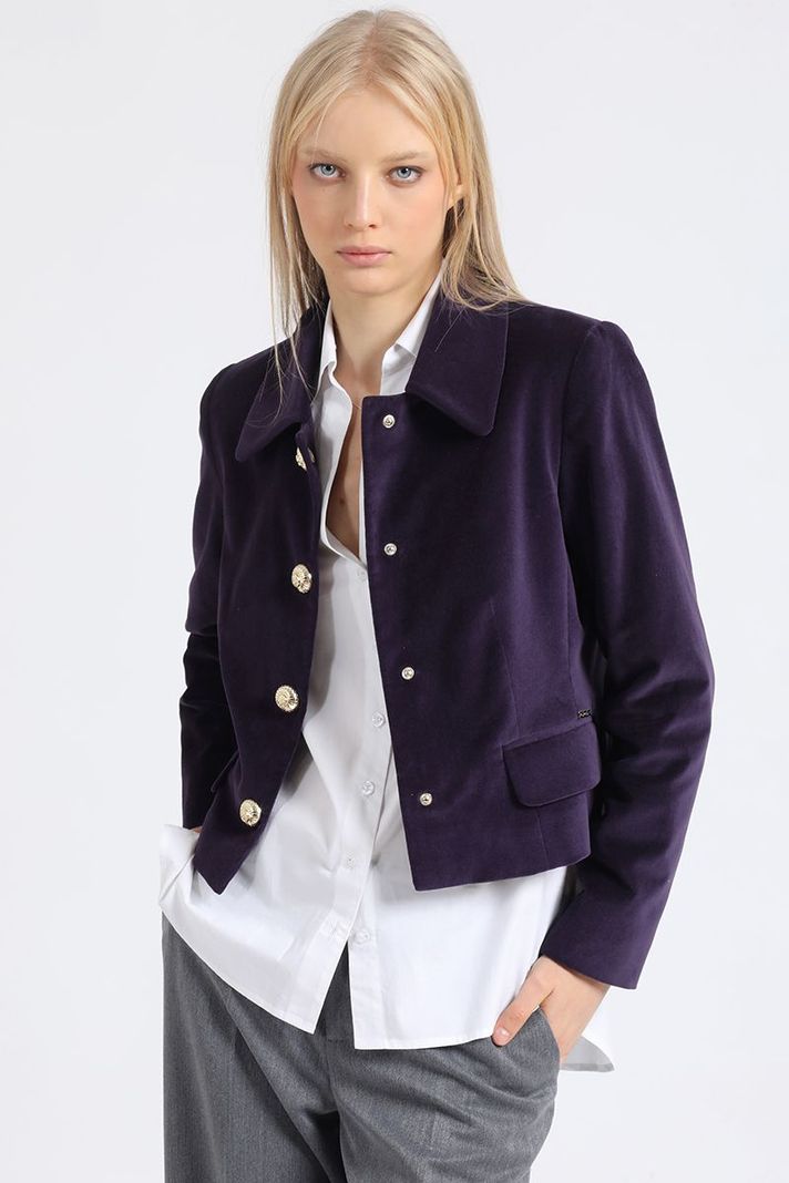 Chaqueta Crop Terciopelo, Arandano Liola-0