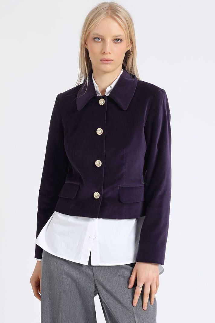 Chaqueta Crop Terciopelo, Arandano Liola-2
