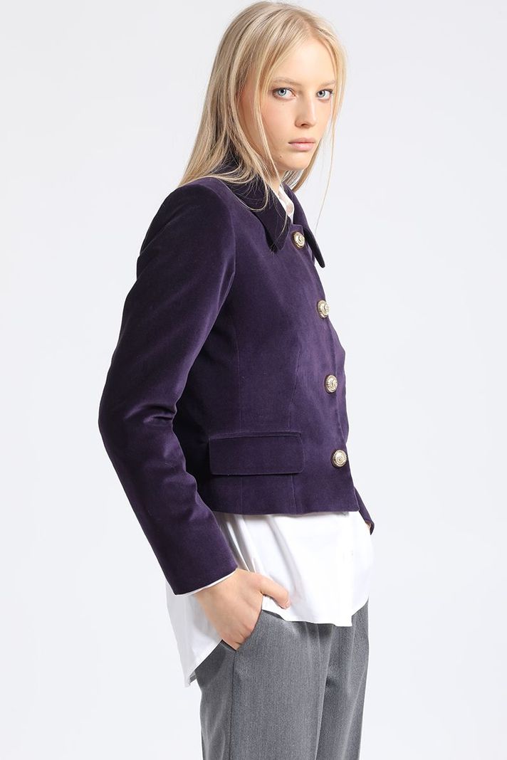Chaqueta Crop Terciopelo, Arandano Liola-3