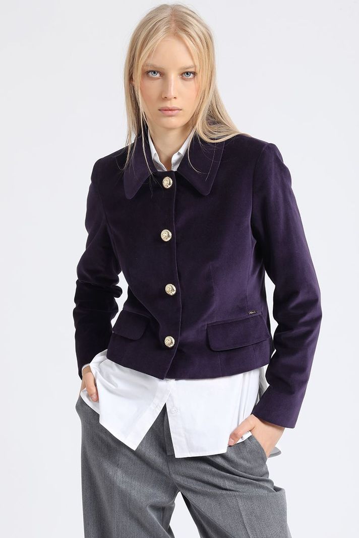 Chaqueta Crop Terciopelo, Arandano Liola-4