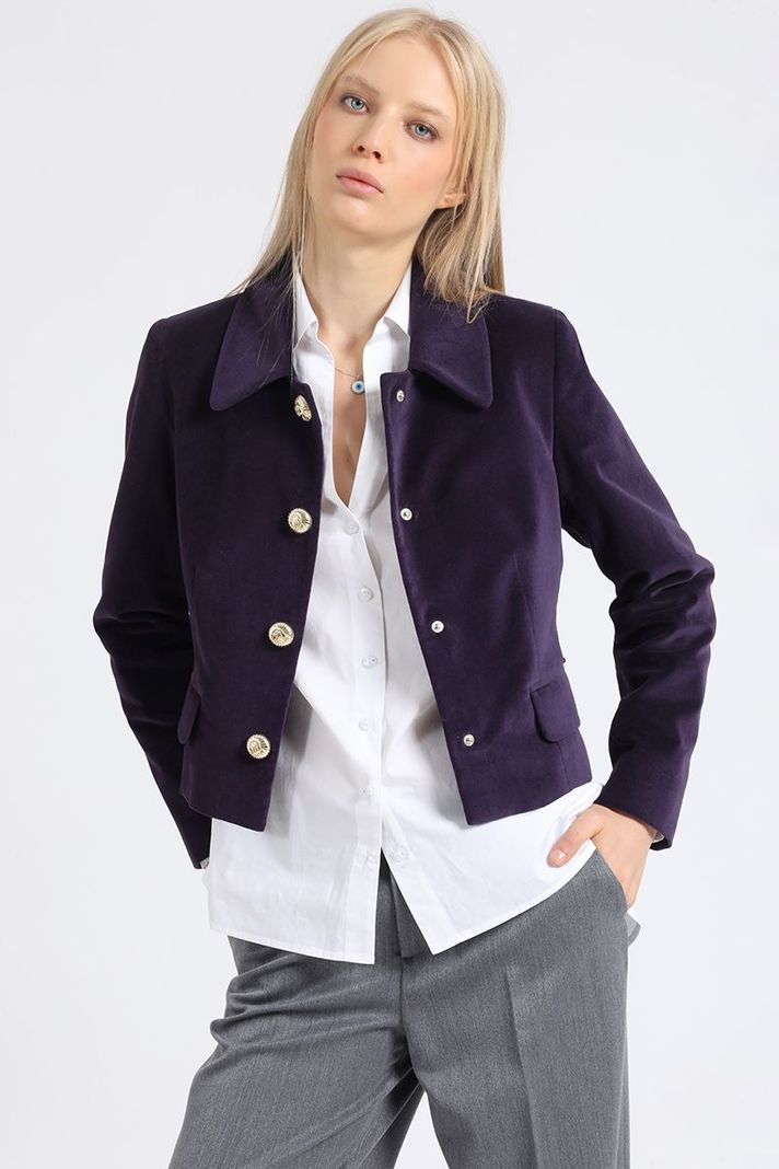 Chaqueta Crop Terciopelo, Arandano Liola-5