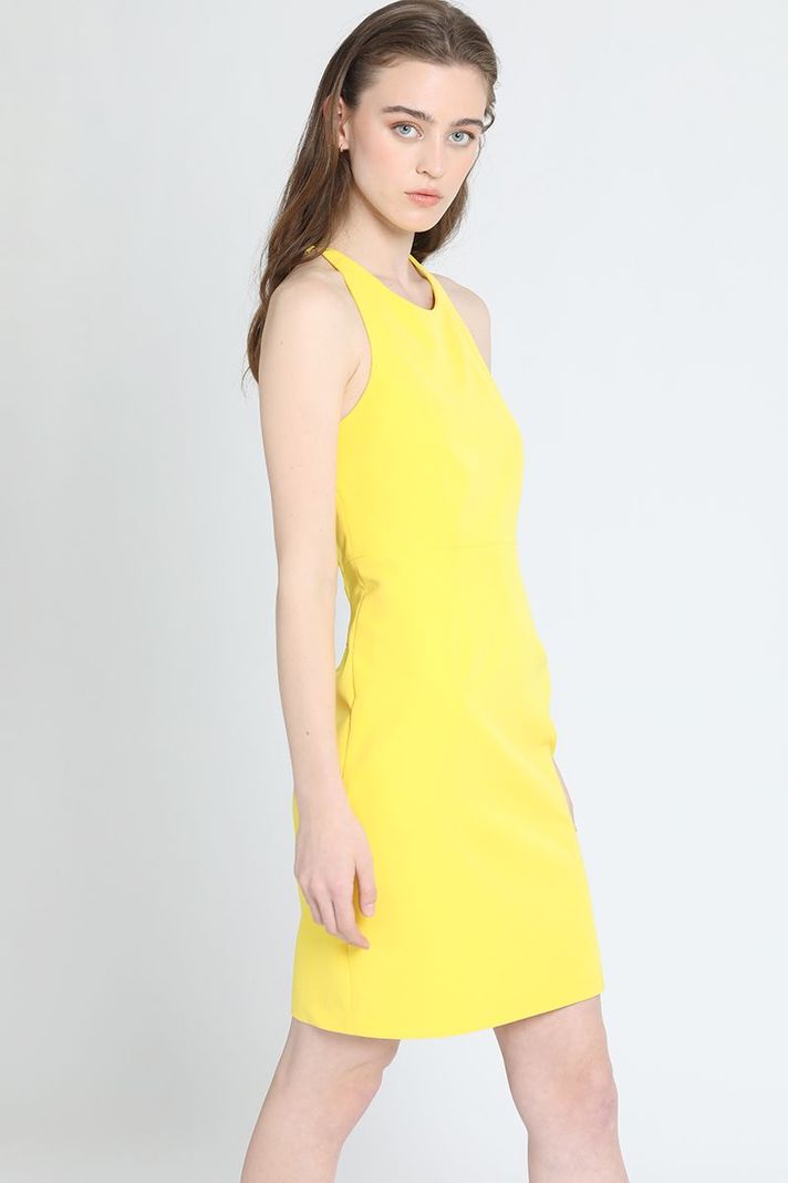 Vestido Strass Halter Amarillo Liola-2
