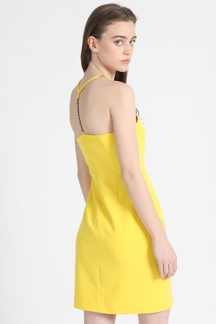Vestido Strass Halter Amarillo Liola-3