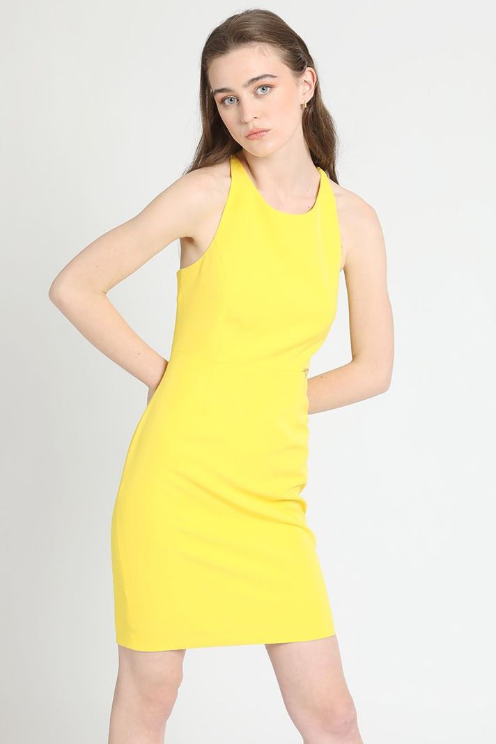Vestido Strass Halter Amarillo Liola-4
