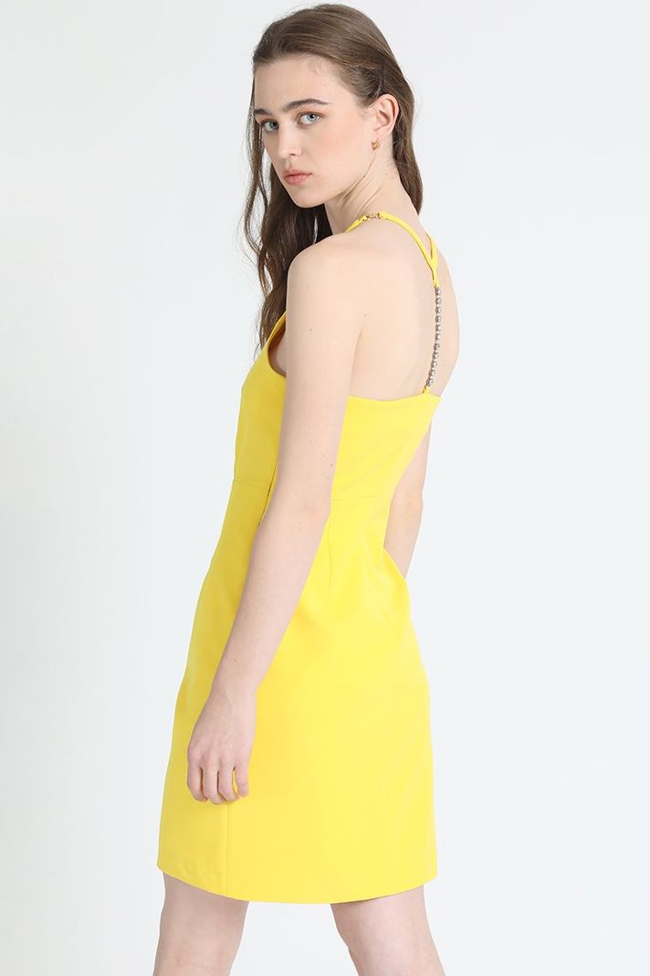 Vestido Strass Halter Amarillo Liola-5