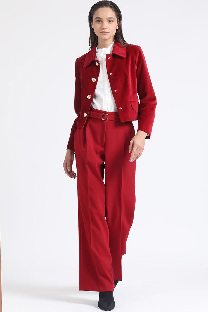 Chaqueta Crop Terciopelo, Rojo Liola-1