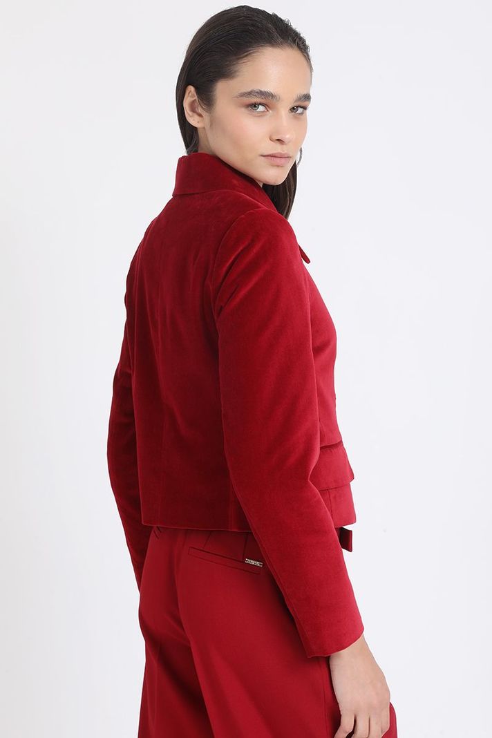 Chaqueta Crop Terciopelo, Rojo Liola-5
