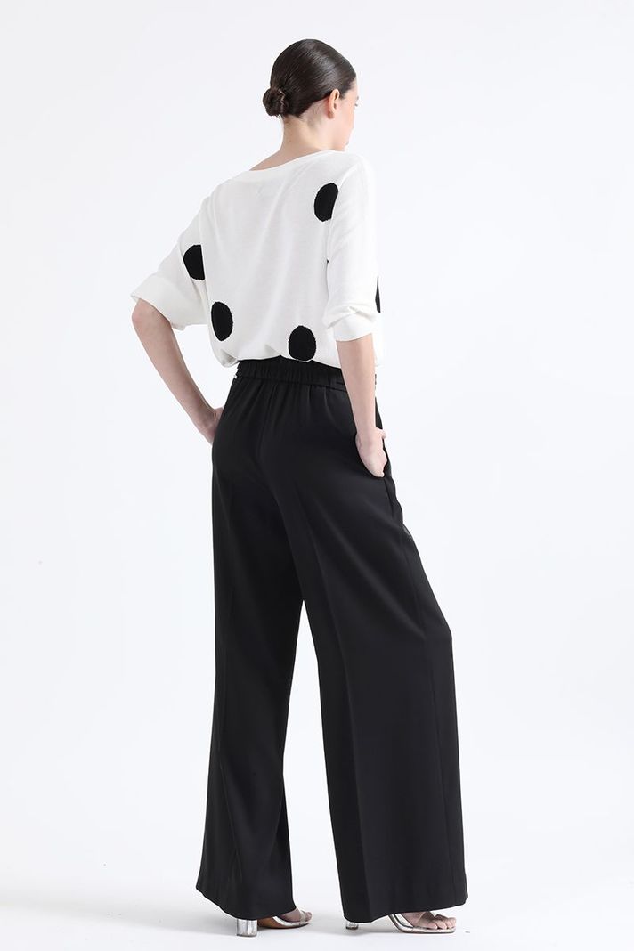 Pantalon Ancho, Tiro Alto, Con Hebillas, Negro Liola-4