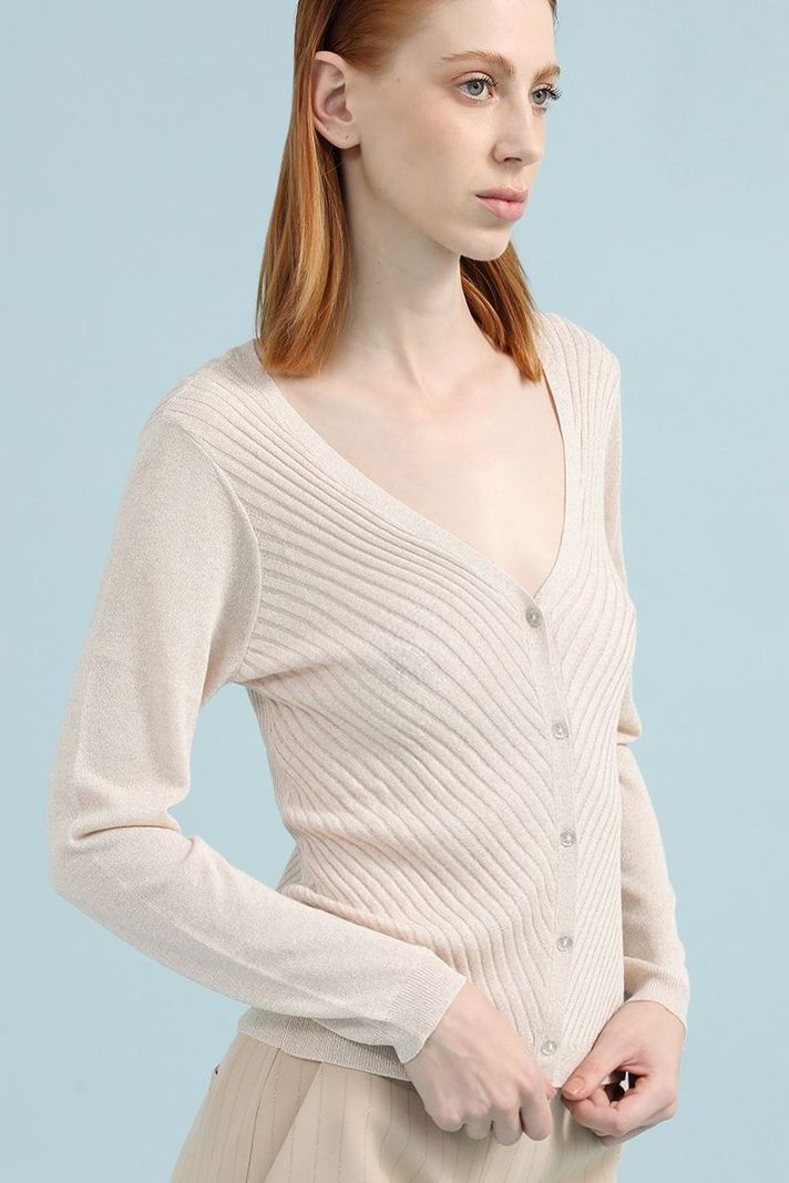 Cardigan Tejido Lurex Mix, Rosa Liola-0