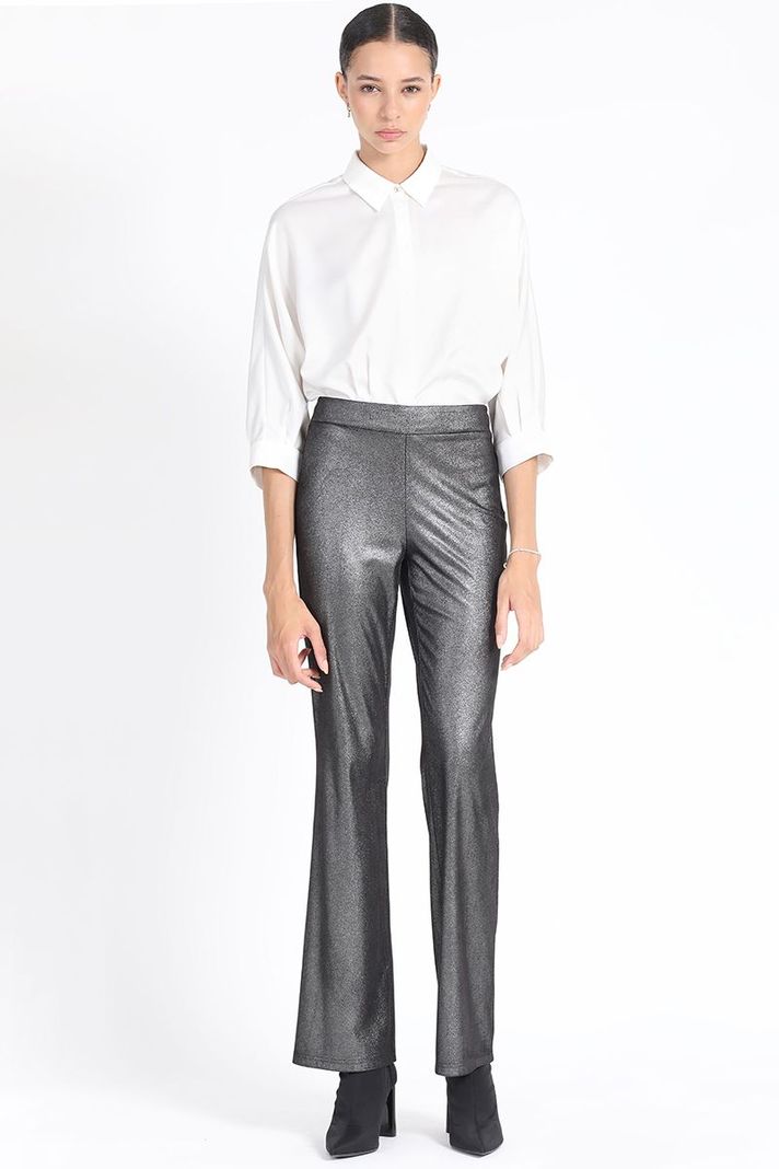 Pantalon Flare Leggins Metalizado, Negro Liola-0