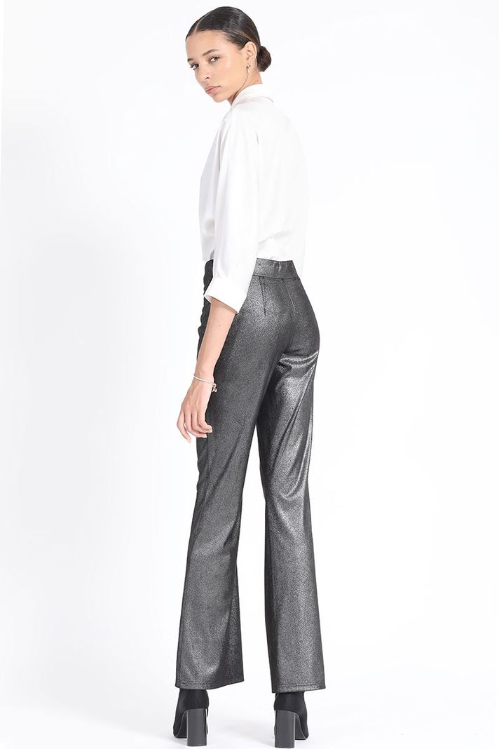 Pantalon Flare Leggins Metalizado, Negro Liola-2