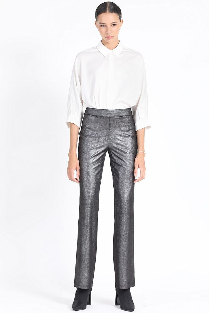 Pantalon Flare Leggins Metalizado, Negro Liola-3